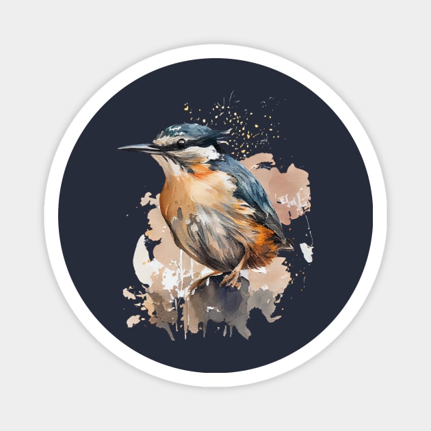 Nuthatch Bird On A Tree Branch Magnet by CreativeDesignsx